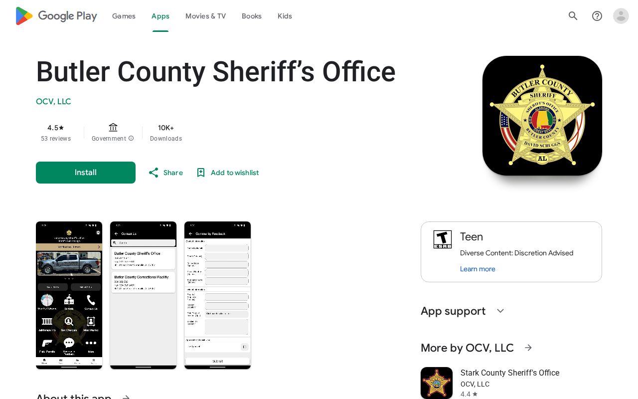 Butler County arrest history sheriff app Google Play listing