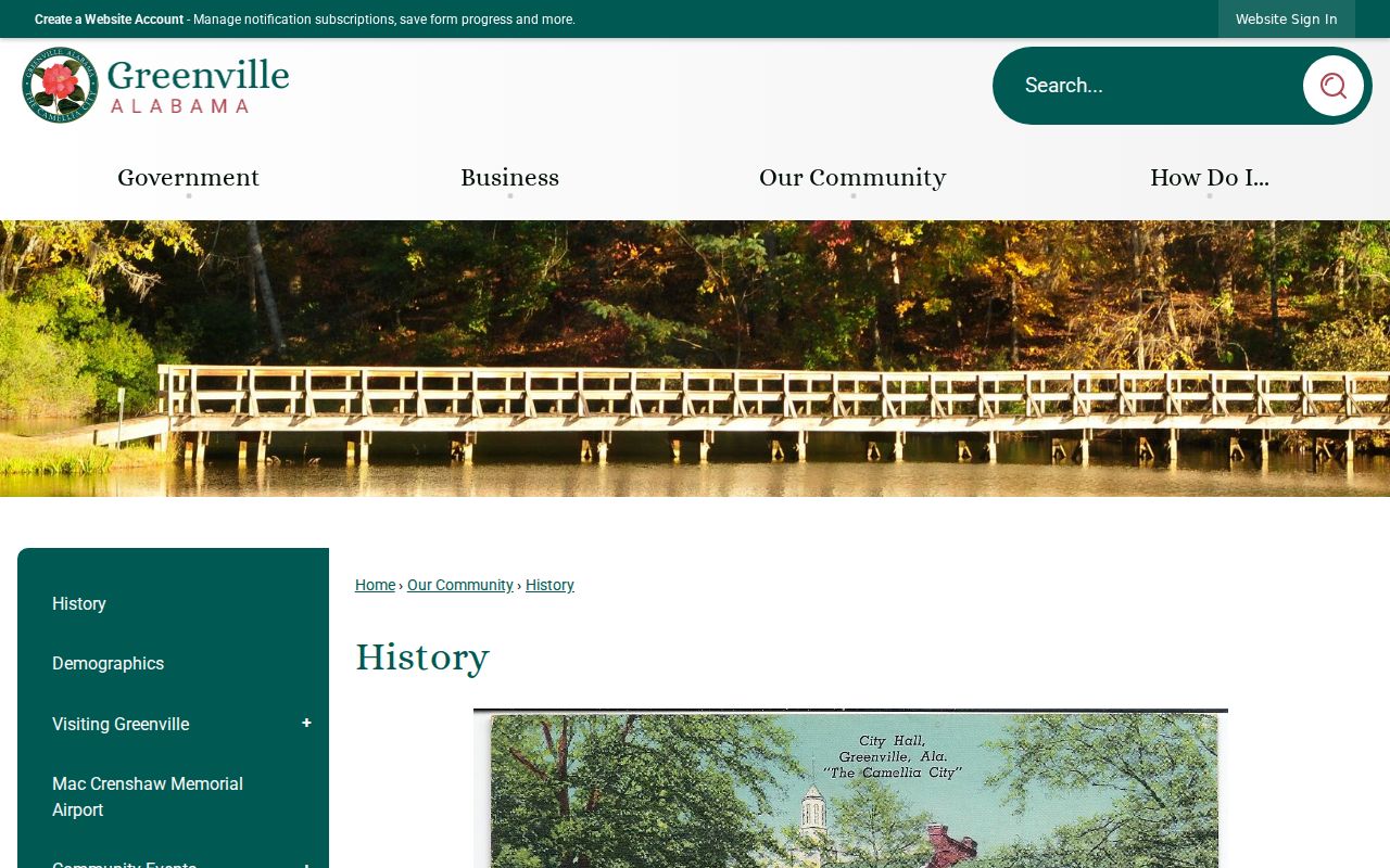 Greenville criminal history and official city history page