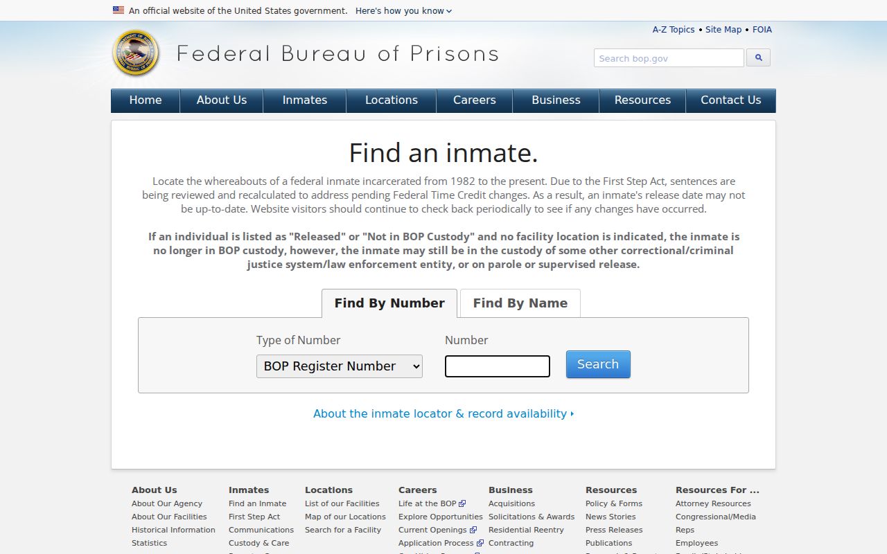 Butler County federal inmate record search through BOP